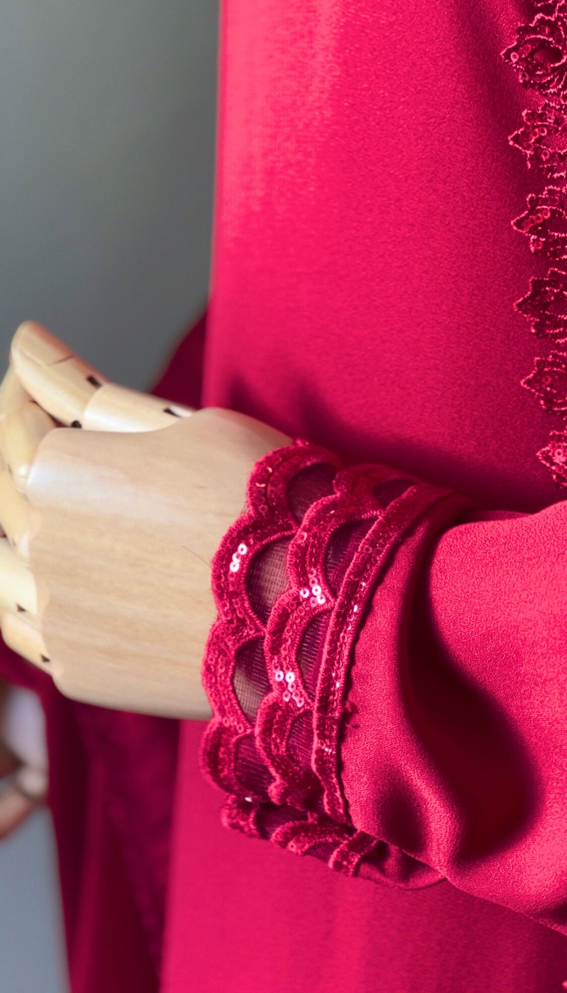 Red Formal Maxi Dress with Dupatta – Pakistani Long Frock for Women